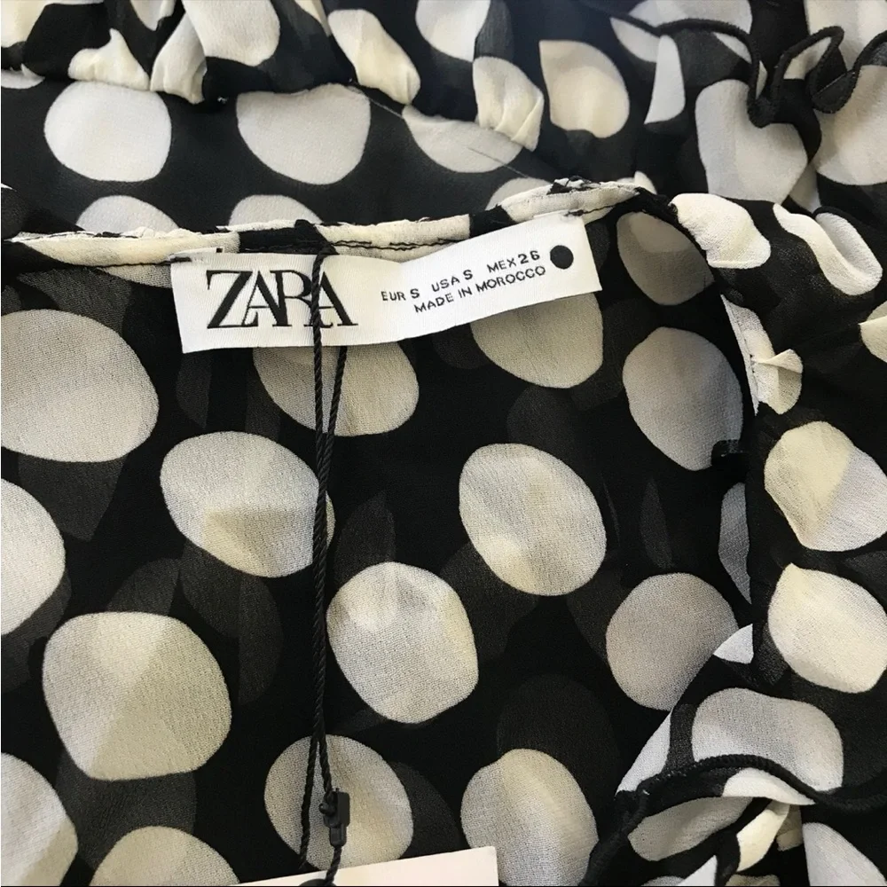 Zara Ruffled Polka Dot Blouse Dress - Small - Picture 11 of 12